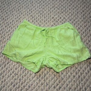 Women’s Lime Green Drawstring Linen Style Lounge Shorts